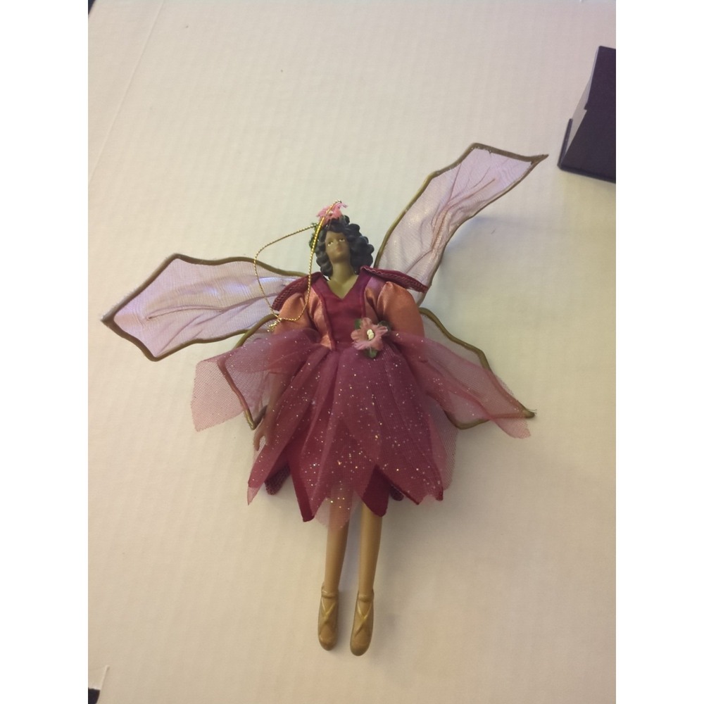 Vtg 7" Tall Fairy/Angel Ballerina Ornament/Rose Pink Petal Dress.